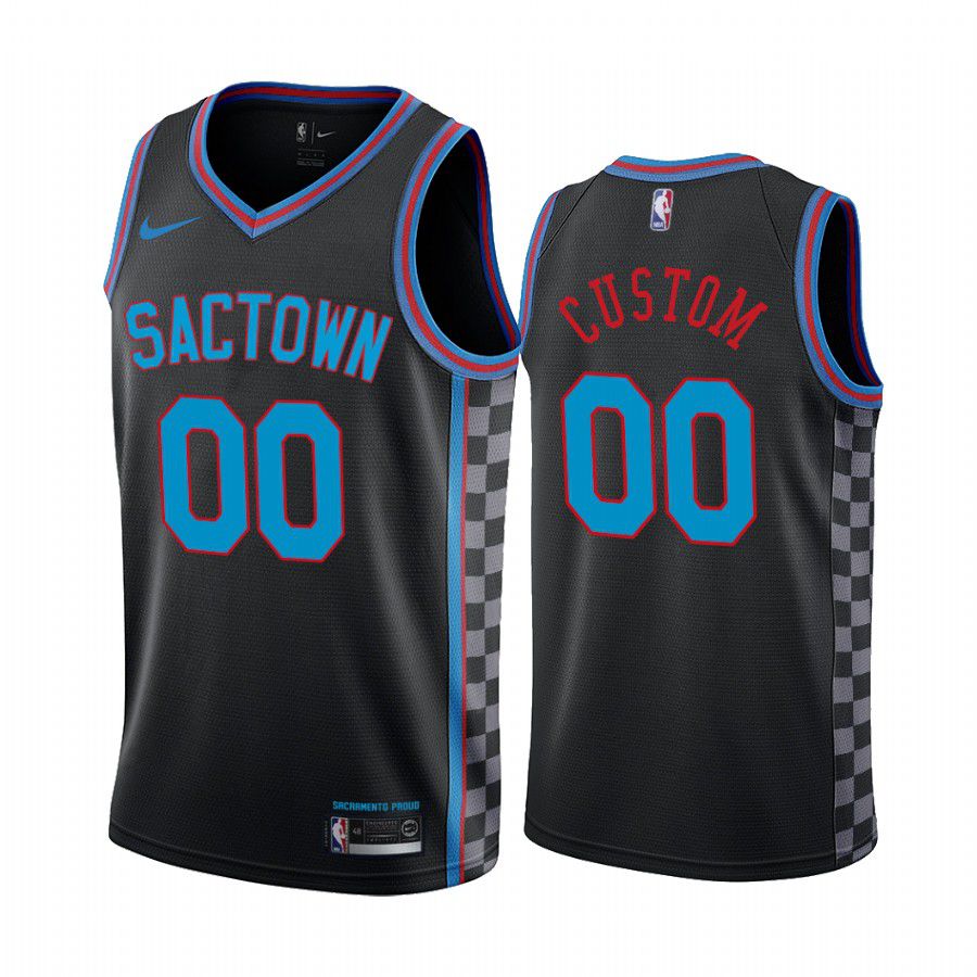 Men Sacramento Kings 00 custom black city edition sactown 2020 nba jersey